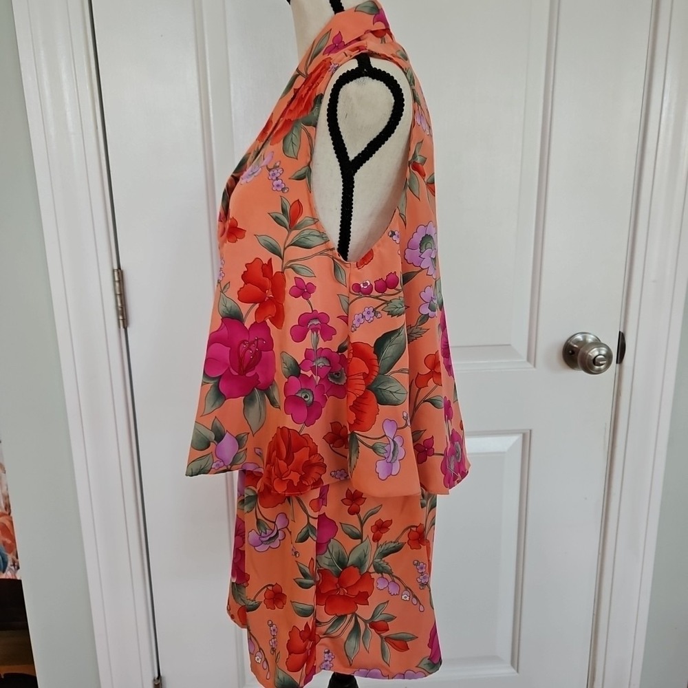 Vintage Victorias Secret Gold Label Floral Pajama Set Peach Pink Orange Medium - Picture 4 of 12